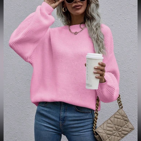 Pink ribbed knit sweater - Picture 2 of 8